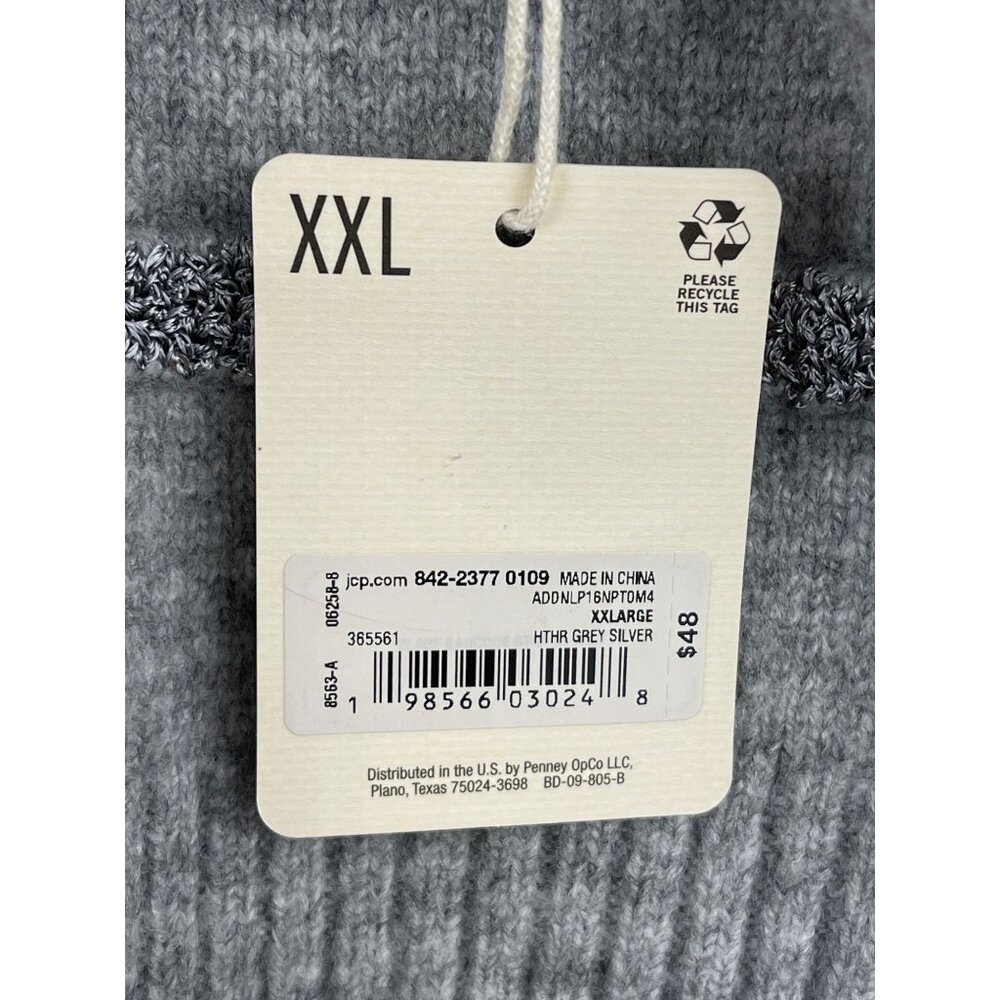 A.N.A Womens Size XXL Heather Grey Silver Striped Sweater - Picture 8 of 11